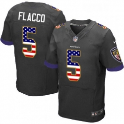 Mens Nike Baltimore Ravens 5 Joe Flacco Elite Black Alternate USA Flag Fashion NFL Jersey