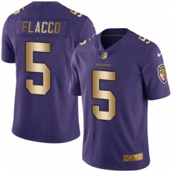 Mens Nike Baltimore Ravens 5 Joe Flacco Limited PurpleGold Rush Vapor Untouchable NFL Jersey