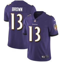 Nike Ravens #13 John Brown Purple Team Color Mens Stitched NFL Vapor Untouchable Limited Jersey