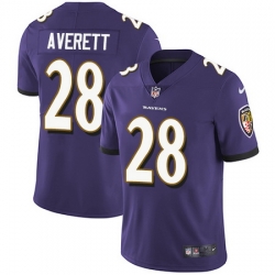 Nike Ravens #28 Anthony Averett Purple Team Color Mens Stitched NFL Vapor Untouchable Limited Jersey