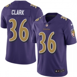 Nike Ravens 36 Chuck Clark Purple Men Stitched NFL Limited Rush Jersey