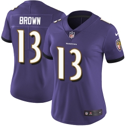 Nike Ravens #13 John Brown Purple Team Color Womens Stitched NFL Vapor Untouchable Limited Jersey