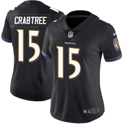 Nike Ravens #15 Michael Crabtree Black Alternate Womens Stitched NFL Vapor Untouchable Limited Jersey