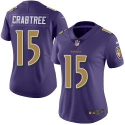 Nike Ravens #15 Michael Crabtree Purple Womens Stitched NFL Limited Rush Jersey