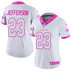 Nike Ravens #23 Tony Jefferson White Pink Womens Stitched NFL Limited Rush Fashion Jersey