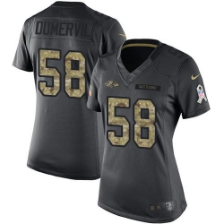 Nike Ravens #58 Elvis Dumervil Black Womens Stitched NFL Limited 2016 Salute to Service Jersey