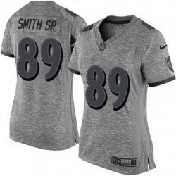 Nike Ravens #89 Steve Smith Sr Gray Womens Stitched NFL Limited Gridiron Gray Jersey