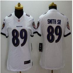 Women New Baltimore ravens #89 Steve Smith Sr White Stitched NFL New Limited Jersey