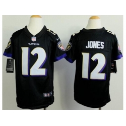 Youth Nike Baltimore Ravens #12 Jacoby Jones Black Alternate Stitched NFL New Elite Jersey