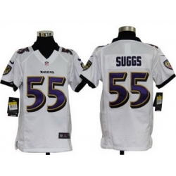 Youth Nike Baltimore Ravens #55 Terrell Suggs White Nike NFL Jerseys