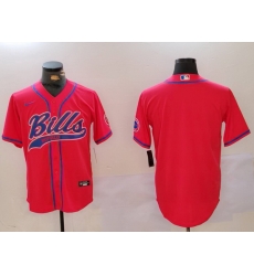 Men Buffalo Bills Red Team Blank Cool Base Stitched Baseball Jersey