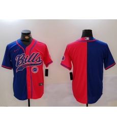 Men Buffalo Bills blank Red Blue Team Cool Base Stitched Baseball Jersey