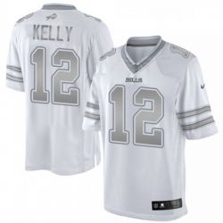 Mens Nike Buffalo Bills 12 Jim Kelly Limited White Platinum NFL Jersey