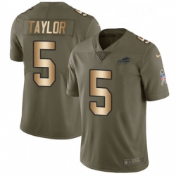 Mens Nike Buffalo Bills 5 Tyrod Taylor Limited OliveGold 2017 Salute to Service NFL Jersey