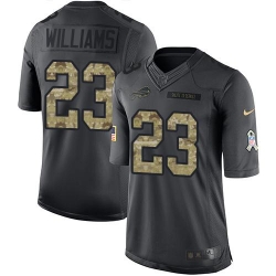 Nike Bills #23 Aaron Williams Black Mens Stitched NFL Limited 2016 Salute To Service Jersey