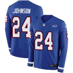 Nike Bills 24 Taron Johnson Royal Blue Team Color Men s Stitched NFL Limited Therma Long Sleeve Jersey