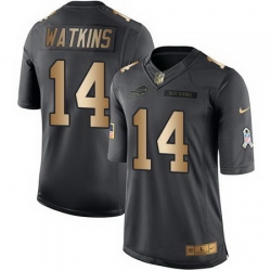 Nike Bills #14 Sammy Watkins Black Youth Stitched NFL Limited Gold Salute to Service Jersey