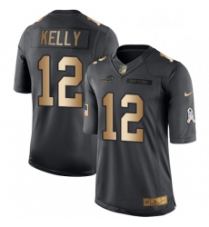 Youth Nike Buffalo Bills 12 Jim Kelly Limited BlackGold Salute to Service NFL Jersey