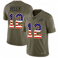 Youth Nike Buffalo Bills 12 Jim Kelly Limited OliveGold 2017 Salute to Service NFL Jersey