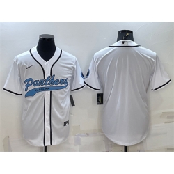 Men Carolina Panthers Blank White With Patch Cool Base Stitched Baseball Jersey