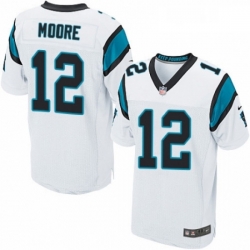 Mens Nike Carolina Panthers 12 DJ Moore Elite White NFL Jersey