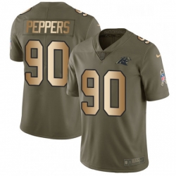 Mens Nike Carolina Panthers 90 Julius Peppers Limited OliveGold 2017 Salute to Service NFL Jersey