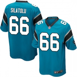 Nike Panthers #66 Amini Silatolu Blue Team Color Mens Stitched NFL Elite Jersey