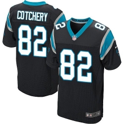 Nike Panthers #82 Jerricho Cotchery Black Team Color Mens Stitched NFL Elite Jersey