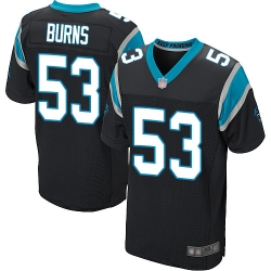 Panthers 53 Brian Burns Black Team Color Men Stitched Football Elite Jersey