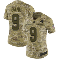 Nike Panthers #9 Graham Gano Camo Women Stitched NFL Limited 2018 Salute to Service Jersey