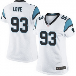 Nike Panthers #93 Jason Trusnik White Team Color Women Stitched NFL Jersey