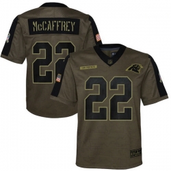 Youth Carolina Panthers Christian McCaffrey Nike Olive 2021 Salute To Service Game Jersey