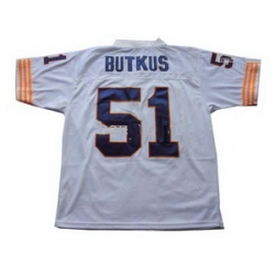 Butkus 51 Chicago Bears Throwback Jerseys White Jersey Big Number (1)