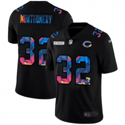 Chicago Bears 32 David Montgomery Men Nike Multi Color Black 2020 NFL Crucial Catch Vapor Untouchable Limited Jersey