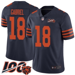 Men Chicago Bears 18 Taylor Gabriel Limited Navy Blue Rush Vapor Untouchable 100th Season Football Jersey