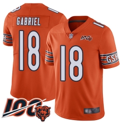 Men Chicago Bears 18 Taylor Gabriel Orange Alternate 100th Season Limited Football Jersey