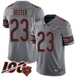 Men Chicago Bears 23 Devin Hester Limited Silver Inverted Legend 100th Season Football Jersey