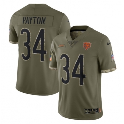 Men Chicago Bears 34 Walter Payton Olive 2022 Salute To Service Limited Stitched Jersey