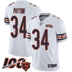 Men Chicago Bears 34 Walter Payton White Vapor Untouchable Limited Player 100th Season Football Jersey