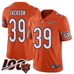 Men Chicago Bears 39 Eddie Jackson Orange Alternate 100th Season Limited Football Jersey