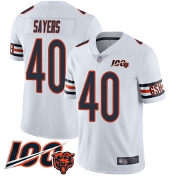 Men Chicago Bears 40 Gale Sayers White Vapor Untouchable Limited Player 100th Season Football Jersey