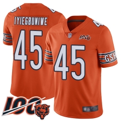 Men Chicago Bears 45 Joel Iyiegbuniwe Orange Alternate 100th Season Limited Football Jersey