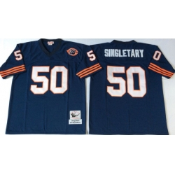 Men Chicago Bears 50 Mike Singletary Navy 1985 M&N Throwback Jersey