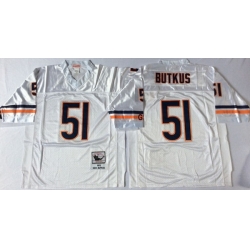 Men Chicago Bears 51 Dick Butkus White M&N Road Throwback Jersey