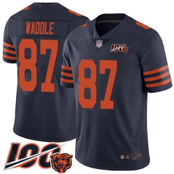 Men Chicago Bears 87 Tom Waddle Limited Navy Blue Rush Vapor Untouchable 100th Season Football Jersey