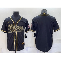 Men Chicago Bears Blank Black Gold With Patch Cool Base Stitched Baseball Jersey