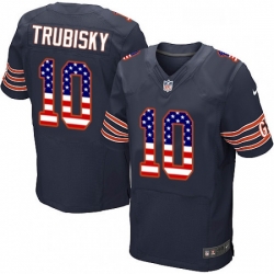 Mens Nike Chicago Bears 10 Mitchell Trubisky Elite Navy Blue Home USA Flag Fashion NFL Jersey