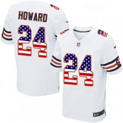 Mens Nike Chicago Bears 24 Jordan Howard Elite White Road USA Flag Fashion NFL Jersey