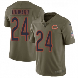 Mens Nike Chicago Bears 24 Jordan Howard Limited Olive 2017 Salute to Service NFL Jersey