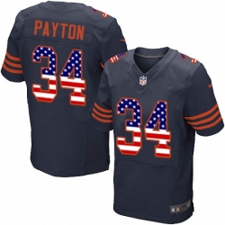 Mens Nike Chicago Bears 34 Walter Payton Elite Navy Blue Alternate USA Flag Fashion NFL Jersey